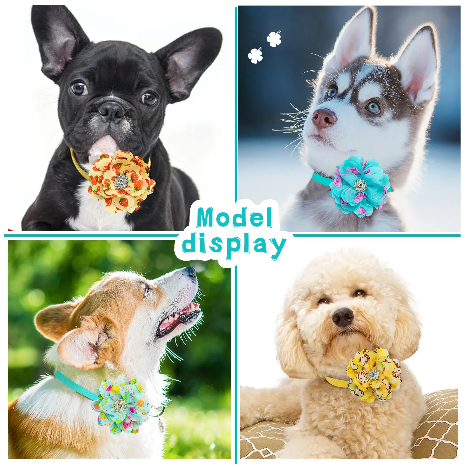 10PCS Pet Dog Cat Bowties Adjustable Fashion Flower Collar Dog Bow Tie Personalised Small and Medium Sized Dog Accessories