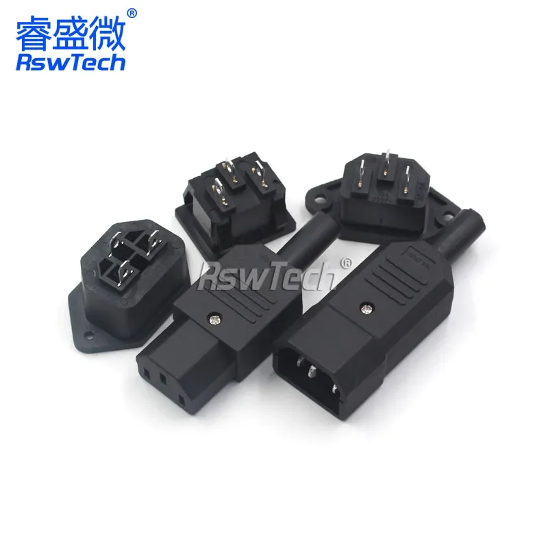 1PCS AC Three-core Plug Three-hole Socket Male/Female Header Charge-line Power-wire Pure Copper