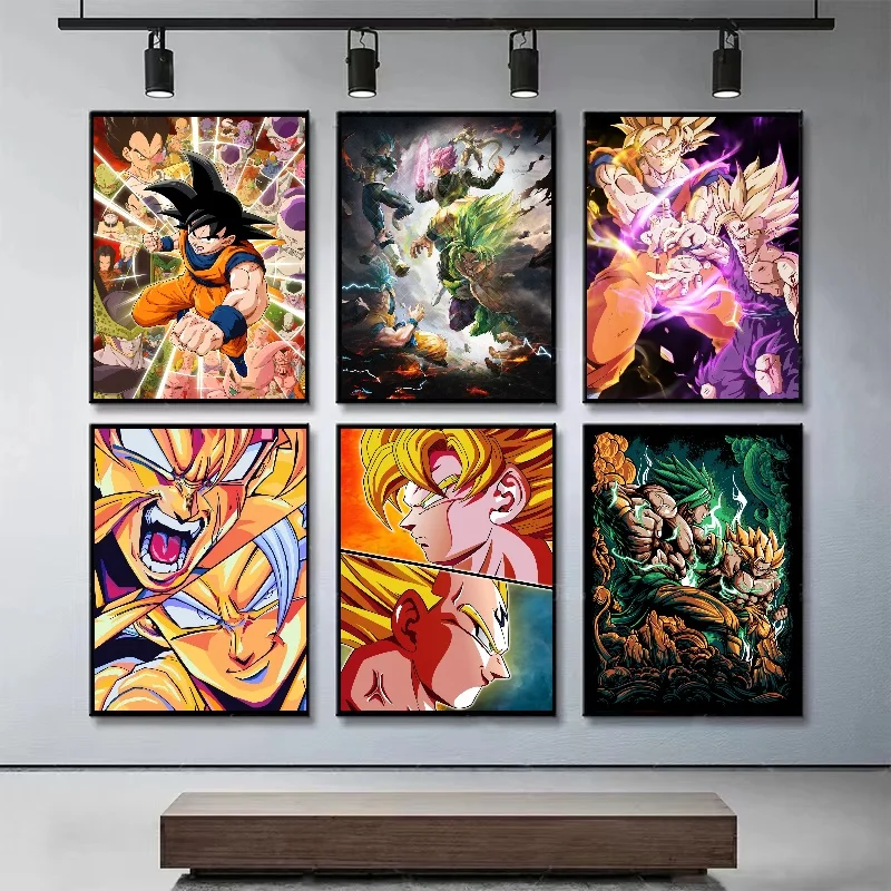 Vintage Classic Japanese Anime Canvas Prints Art Poster Dragon Ball Z Figures Majin Buu Beerus Home Room Bar Wall Decor Painting