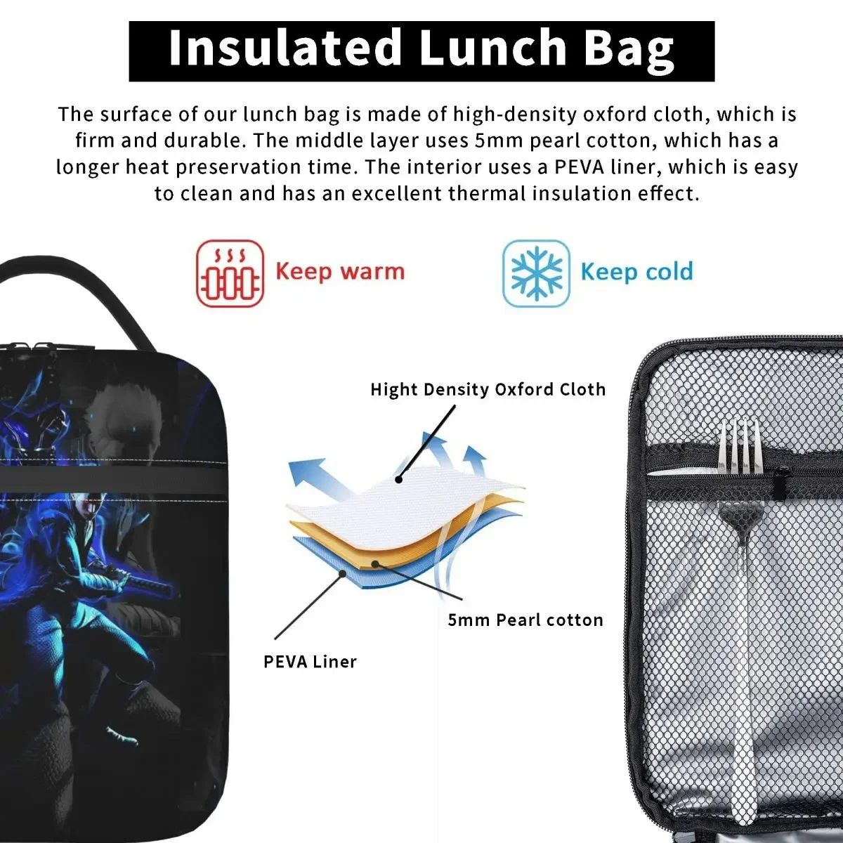 Vergil From The Devil May Cry Seri Insulated Lunch Bag for Women Kids Leakproof Food Boxes Thermal Lunch Box Tote