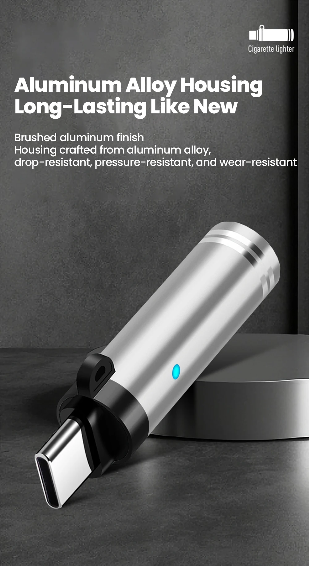 Elough Type C Mini Portable Lighter Air Blast Cigarette Lighter Outdoor Safety Windproof Explosion-Proof Lighter for IPhone15-17