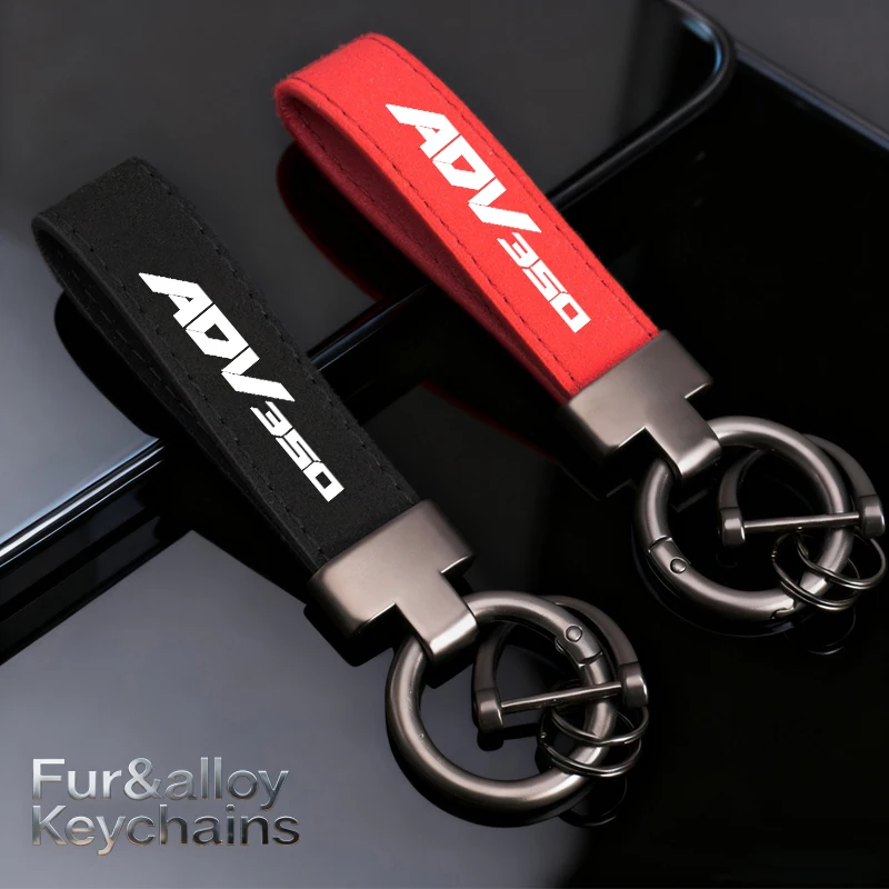 Fashion Leather Suede Keychain Motorcycle Key Ring  For Honda ADV350 ADV 350 ADV150 2021-2026 Accessories