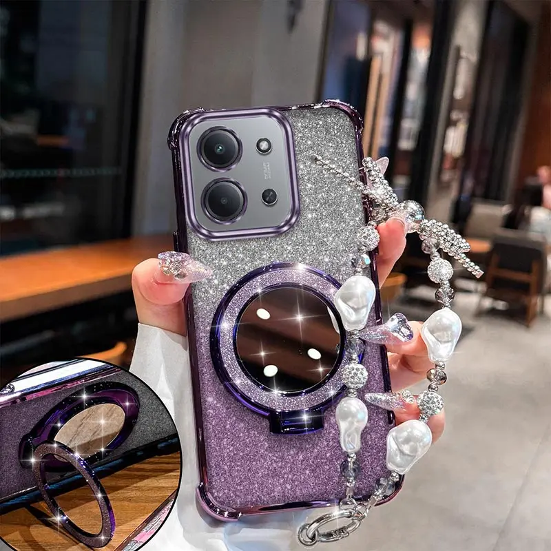 

Чехол для телефона 15C с изящным круглым креплением и шнурком, с гальваническим покрытием, для Xiaomi Redmi 14C 13C 11A 10C 13 10Power 14R 12C 10 13R