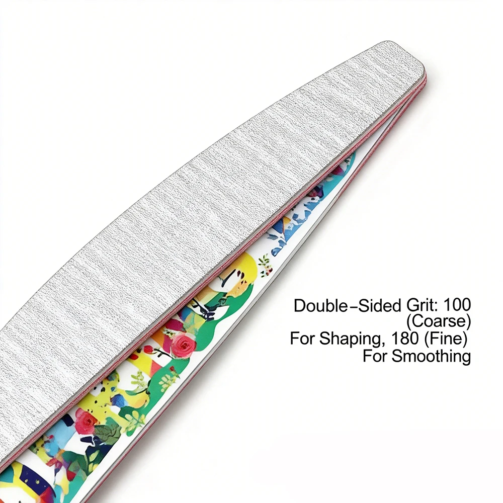 50Pcs Crescent Nail Files Double Sided Sanding File Buffer Nail Art Tools Portable Manicure Pedicure Supplies For Press On Nails