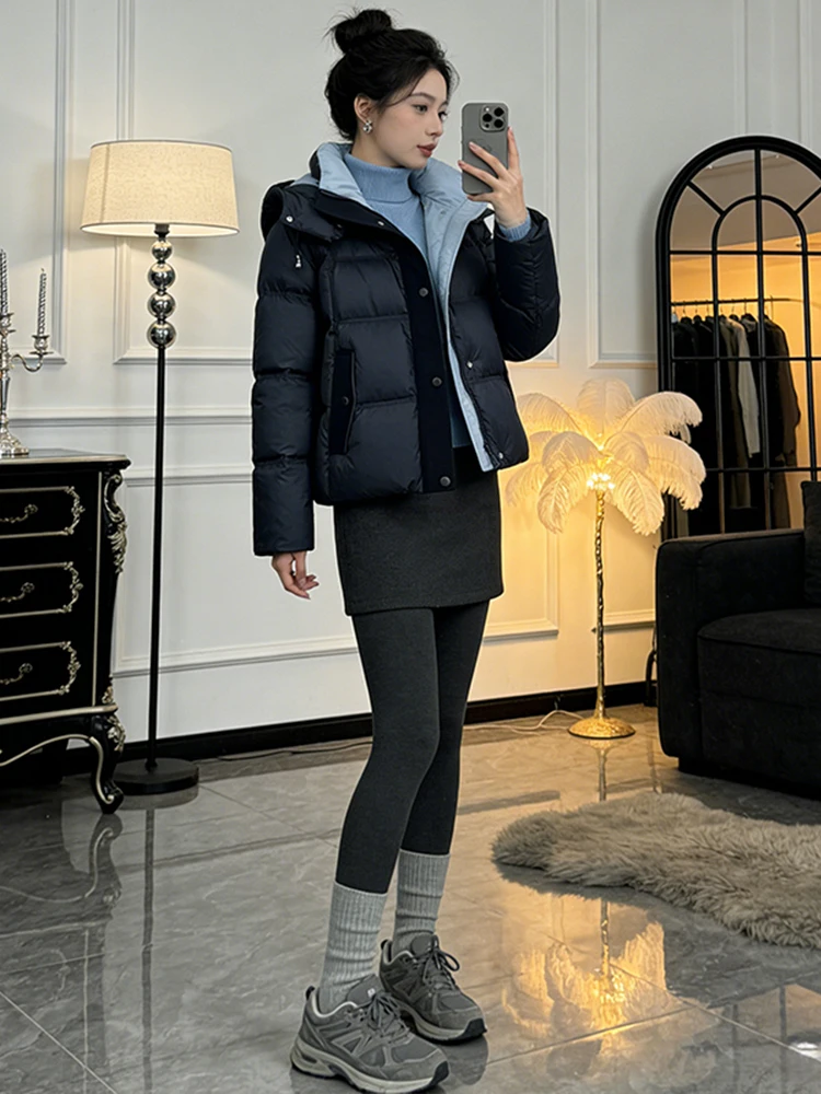 

Теплая зимняя женская куртка-пальто с капюшоном, утепленная пухом и хлопком, в корейском стиле, свободного кроя, из полиэфирного волокна
