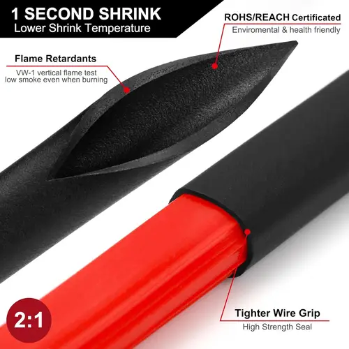 Imagen 2 del producto Kit de tubos termorretráctiles 2:1, envoltura retráctil de Cable, cubierta de conexión, protección de reparación de cables con pistola de aire caliente, 1160/580/164 Uds.
