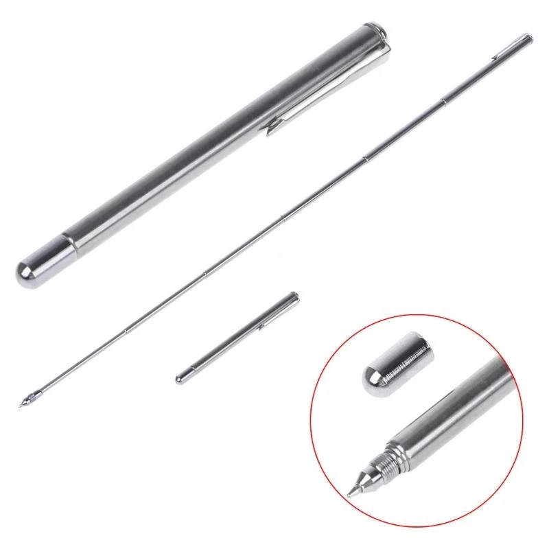 2 in 1 Pointer Telescopic Extendable Steel Ballpoint Pen Teaching Teach Pen