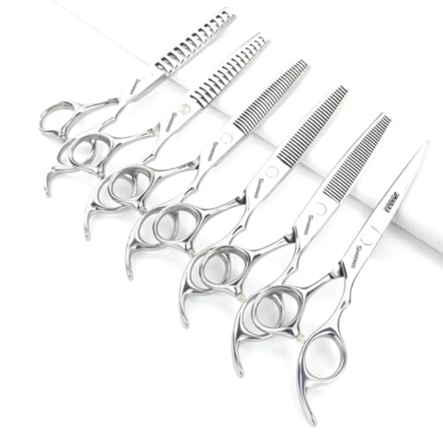 

Набор парикмахерских ножниц 6,5 дюймов, из нержавеющей стали, для стрижки и филировки волос, профессиональный набор для парикмахерских и домашнего использования.