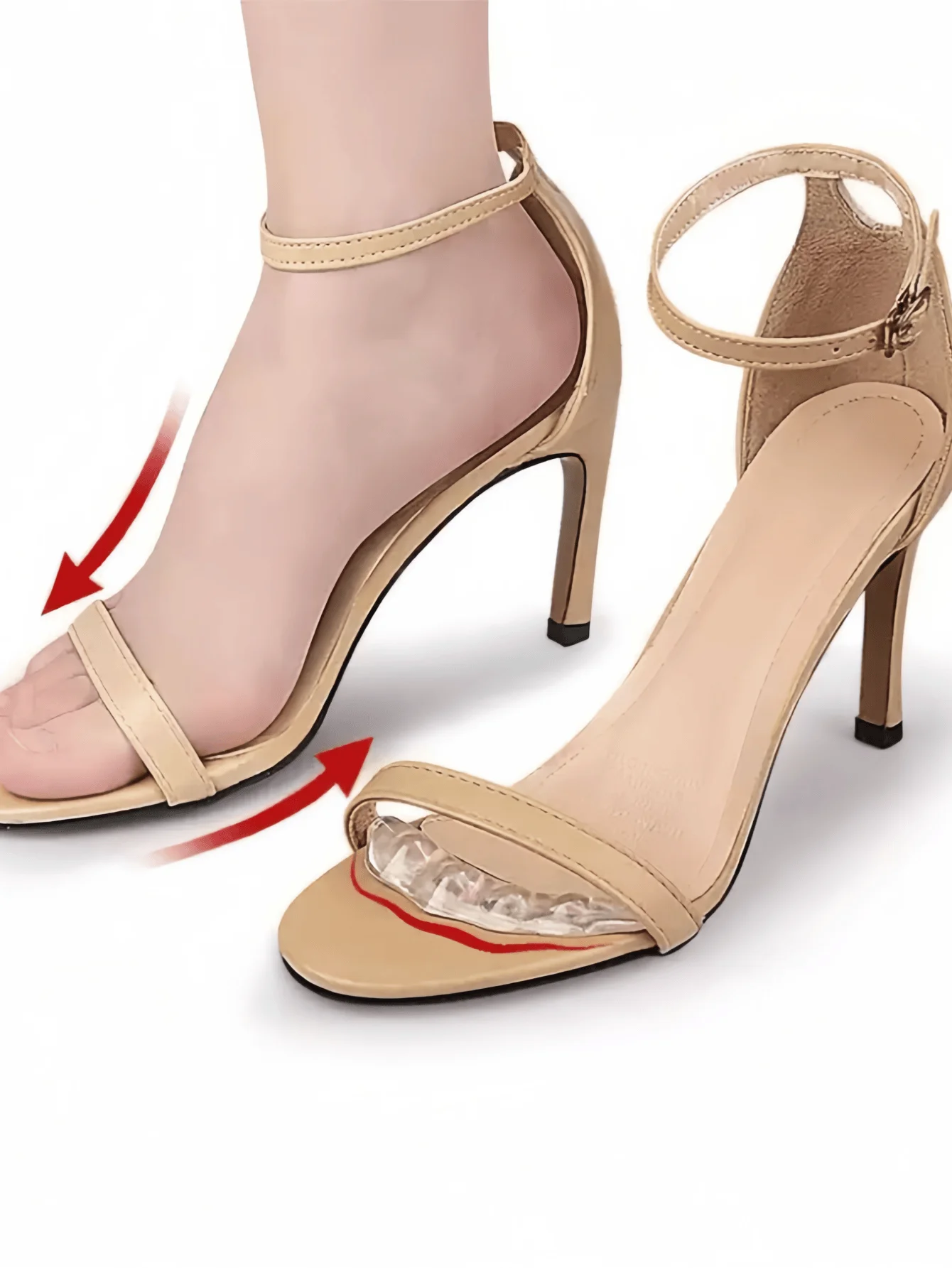 4 ชิ้นผู้หญิงรองเท้าแตะกันลื่น forefoot เบาะซิลิโคนคุณภาพสูงนุ่มผูกมัดแน่นเพื่อป้องกันการลื่นไถล