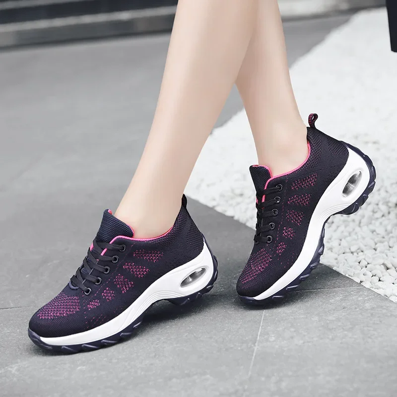 Fashion Casual Women Heighten Comfortable Mesh Breathable Walking Ladies Shoes Air Sneakers