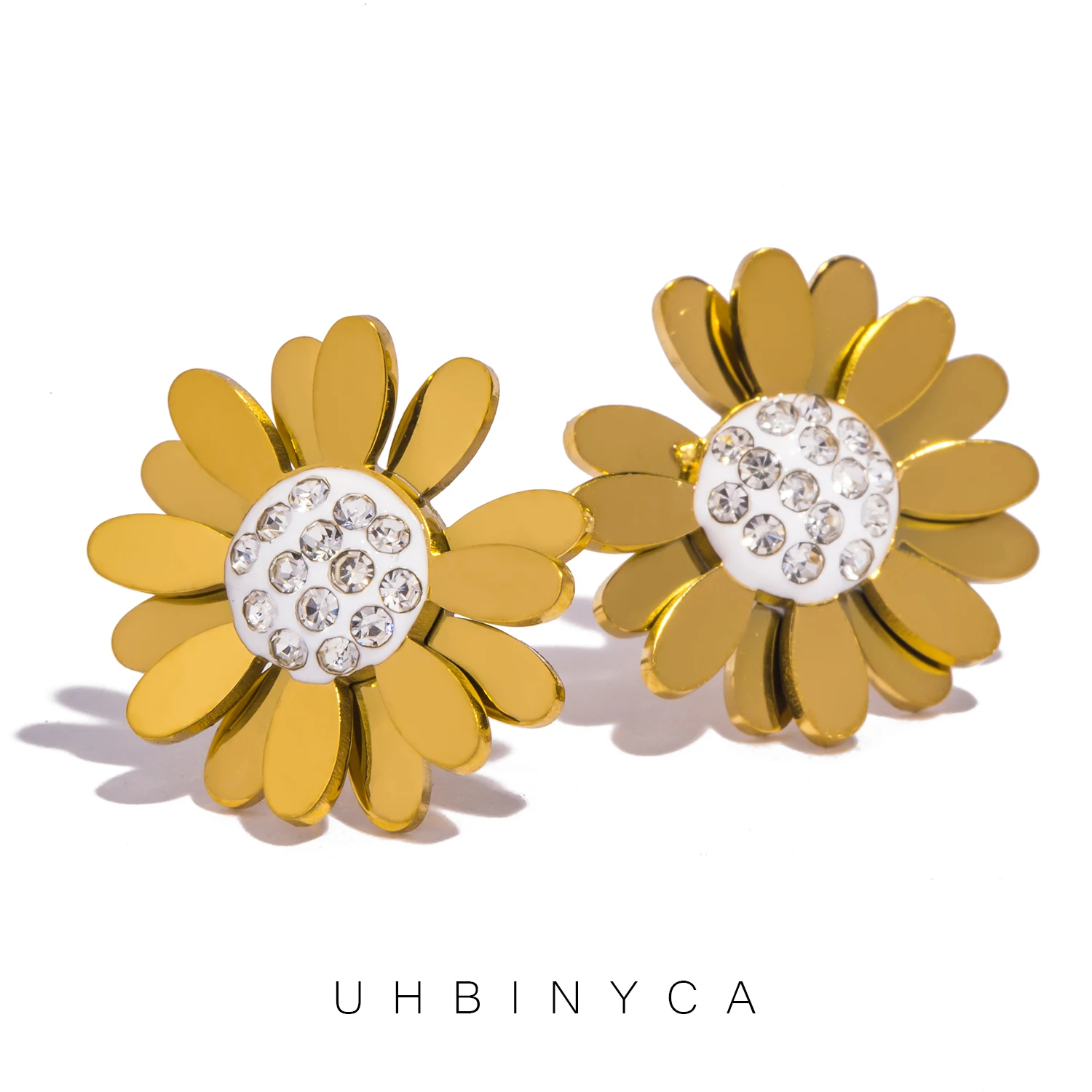 Popular Stainless Steel Little Daisy Stud Earrings for Women Tarnish Resistant Charm Jewelry Set Accessories Gift
