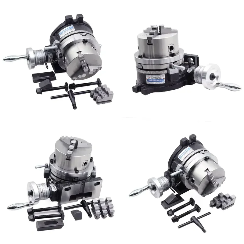4 Inche 80mm Three-jaw Chuck Milling Machine Indexing Head Rotary Table Universal Indexing Plate Rotating Vertical Horizontal