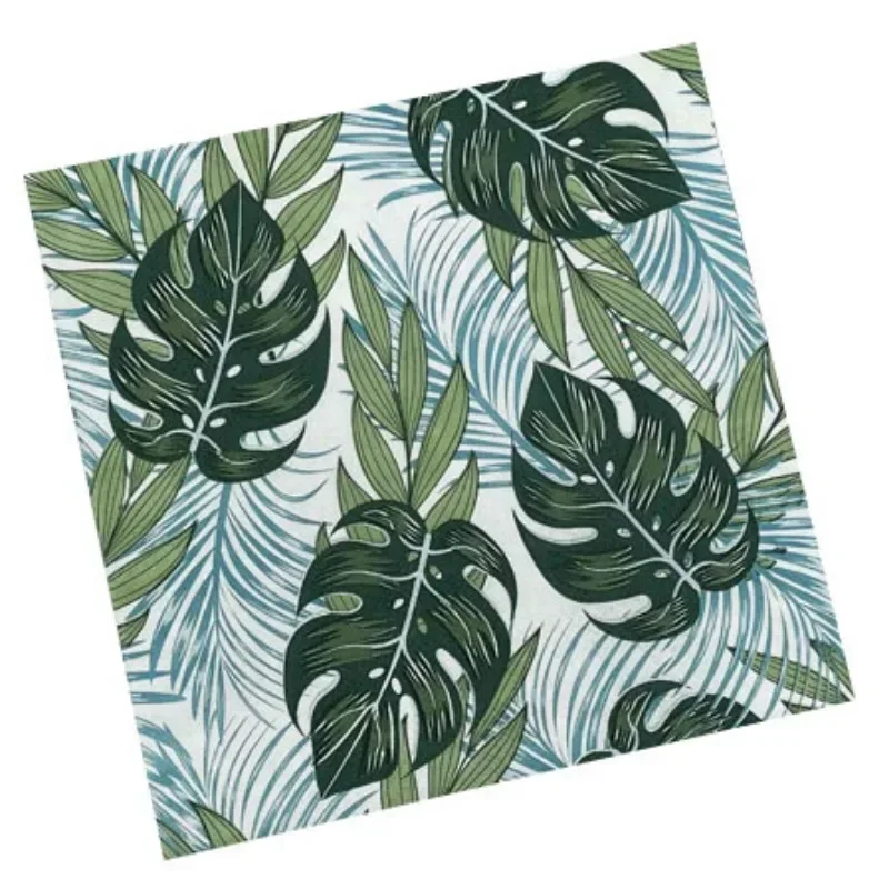 Colourful Printed Napkins 2 Layers of Green Leaves Square Paper Napkins Disposable Decorative Table Setting Coffee Shop Napkins