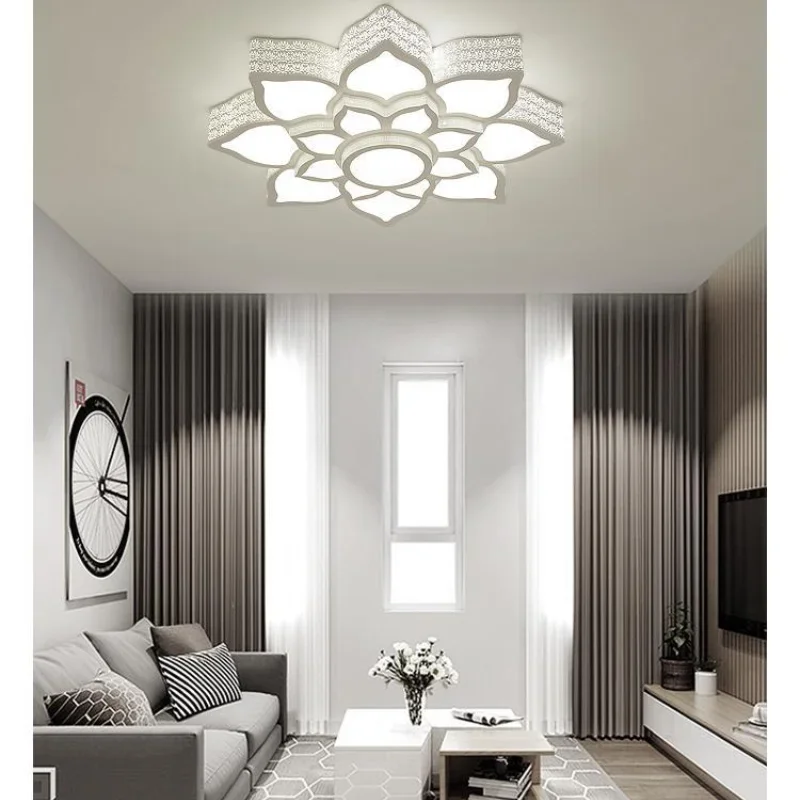 

Nordic LED Ceiling Light Flower Creative Living Room Headlight 2024 New Atmospheric Home Room Simple Bedroom Lamp Plexiglass