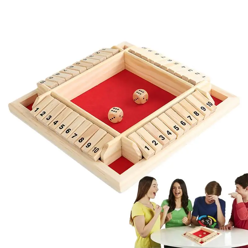 

Деревянные 4-сторонние настольные кости с надписью «Shut The Box» для детей и взрослых