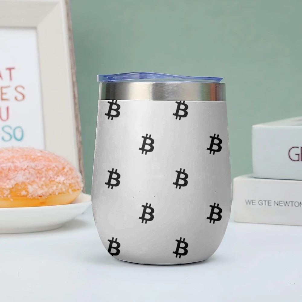 Bitcoin Cryptocurrency Btc Vacuum Flasks 12oz Insulated with Lid Double Wall Vacuum Stainless Steel Cup Hot & Cold Drink Mug