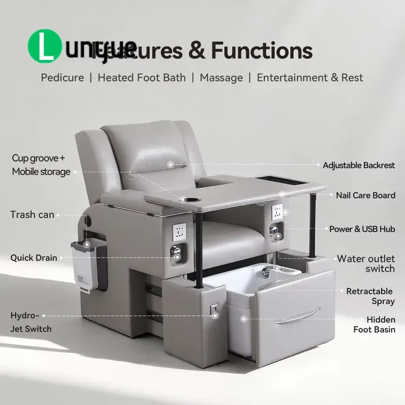 Luxury Furniture with Integrated Foot Pedals Adjustable Backrest and Massage Function for Spas Beauty Centers