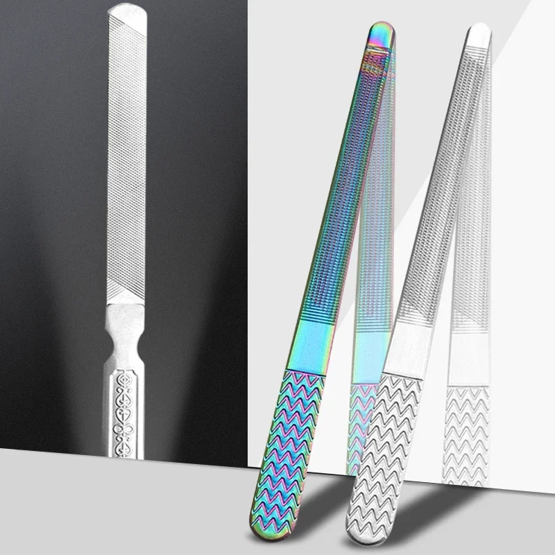 네일 파일 내구성 있는 스테인리스 스틸 전문가용 양면 네일 샌딩 그라인딩 버퍼 매니큐어 페디큐어 스크럽 네일 아트 도구