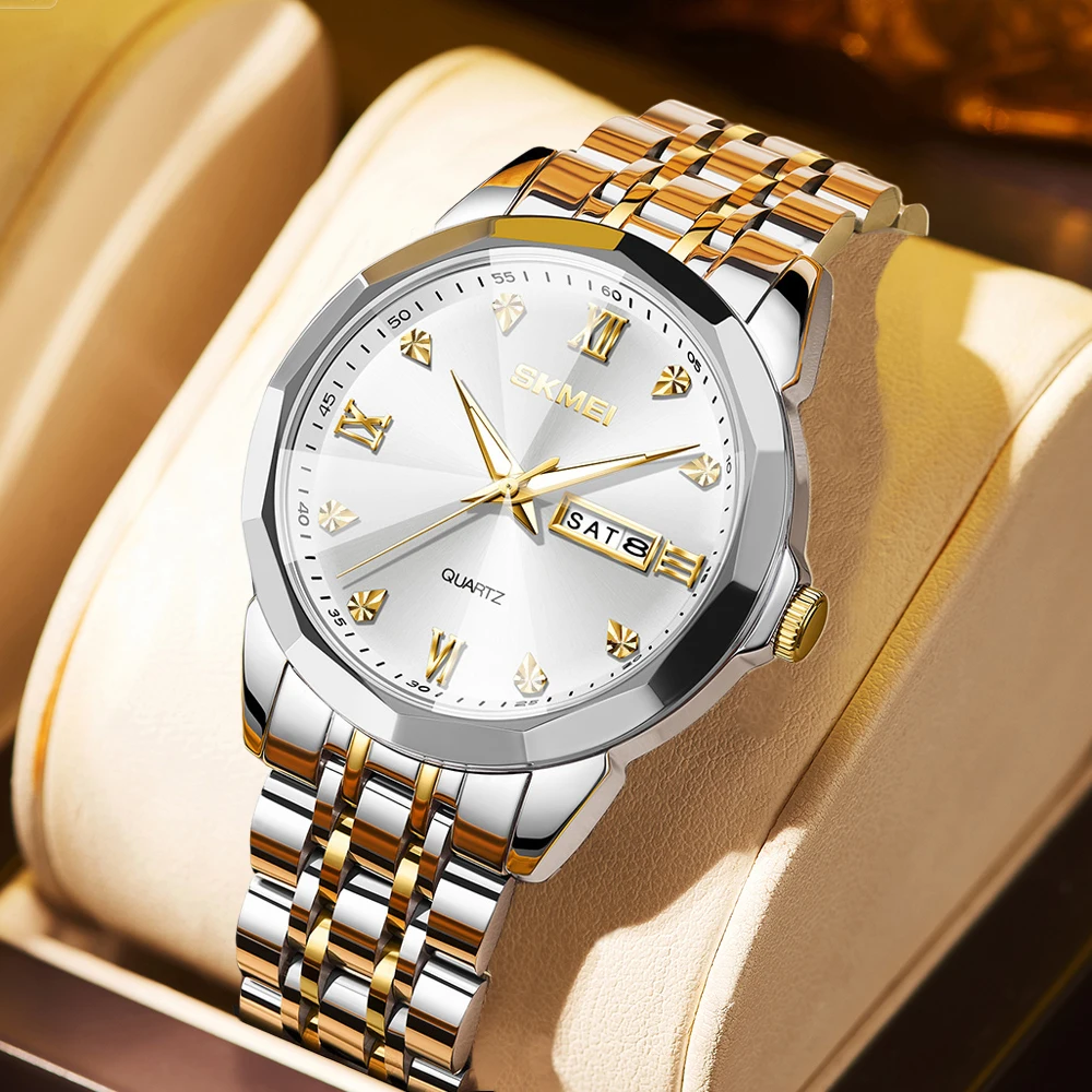 

SKMEI креативные полностью стальные часы для мужчин и женщин, повседневные кварцевые наручные часы с датой для мужчин и женщин, водонепроницаемые часы reloj hombre