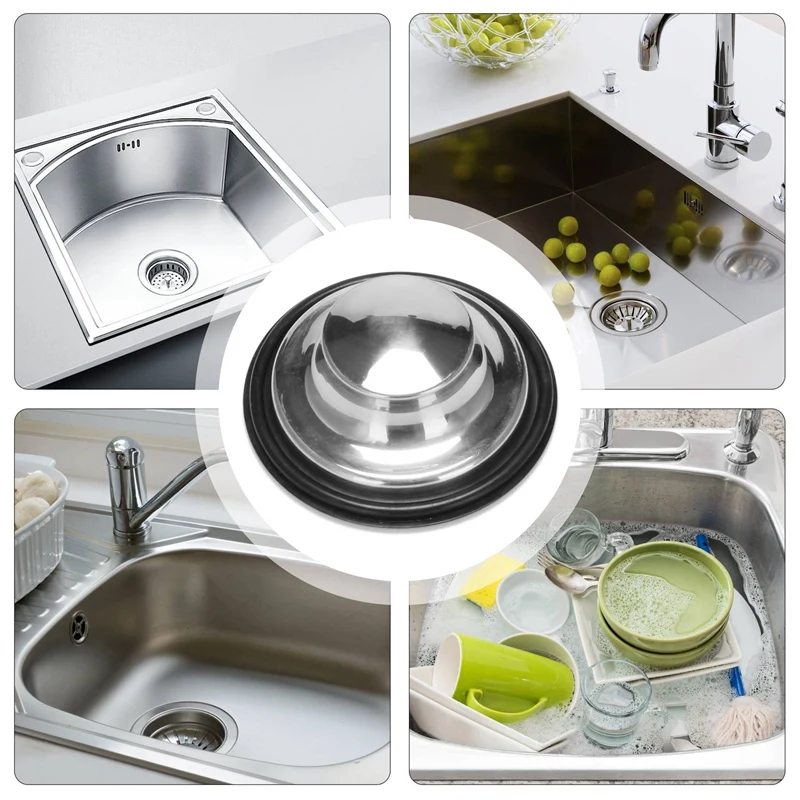 Aço inoxidável Kitchen Sink Stopper, Eliminação de Lixo Plug, Fits Standard Kitchen Drain Size, 3 3/8 Polegada