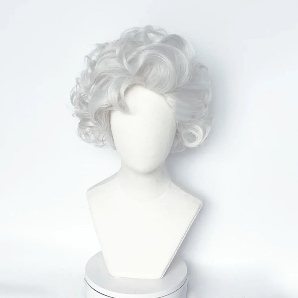 2024 Game Astarion Cosplay Wig Adult Silver Gray Short Curly Hair Heat Resistant Synthetic Wigs Halloween Costume