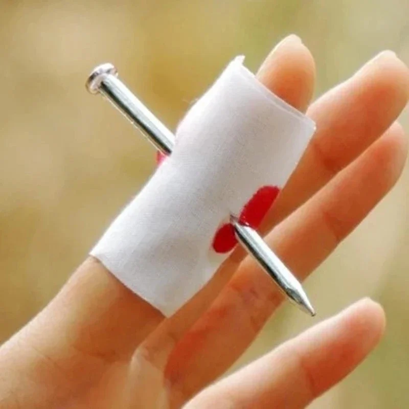 Fake Nail Through Finger Prank Toy Kids Novelty Magic Friend Halloween Scare Trick Joke Practical Prank Magic Prop Trick