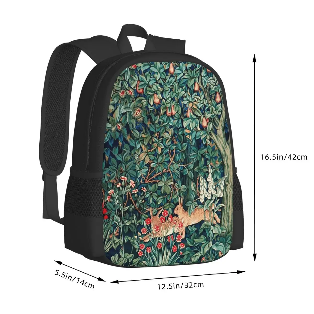 GREENERY, FOREST ANIMALS Hares Blue Green Student Backpack School Bag Hiking Travel Daypack for Men Women Bookbag Shoulder Bags