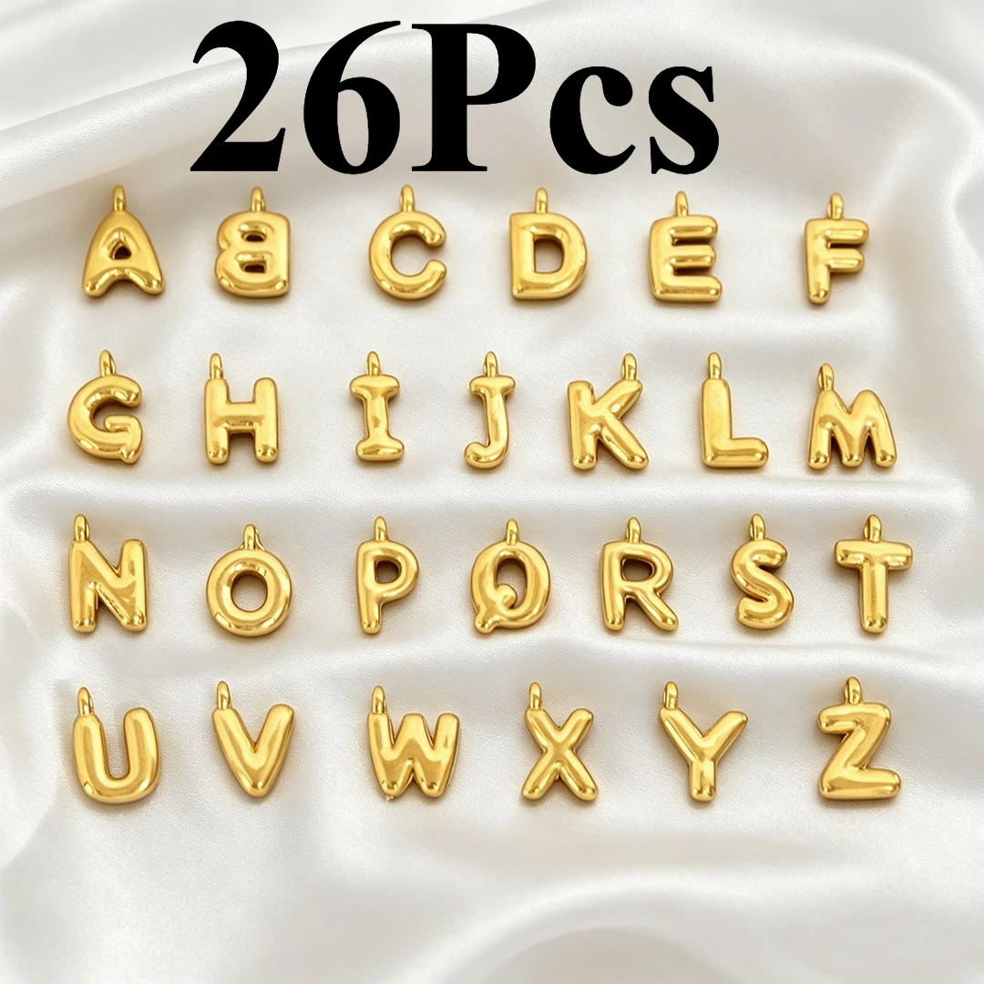 26Pcs 26 Letter Gold Plated Stainless Steel Charms Pendant for Jewelry Making DIY Earring Necklace Bracelet Accessories