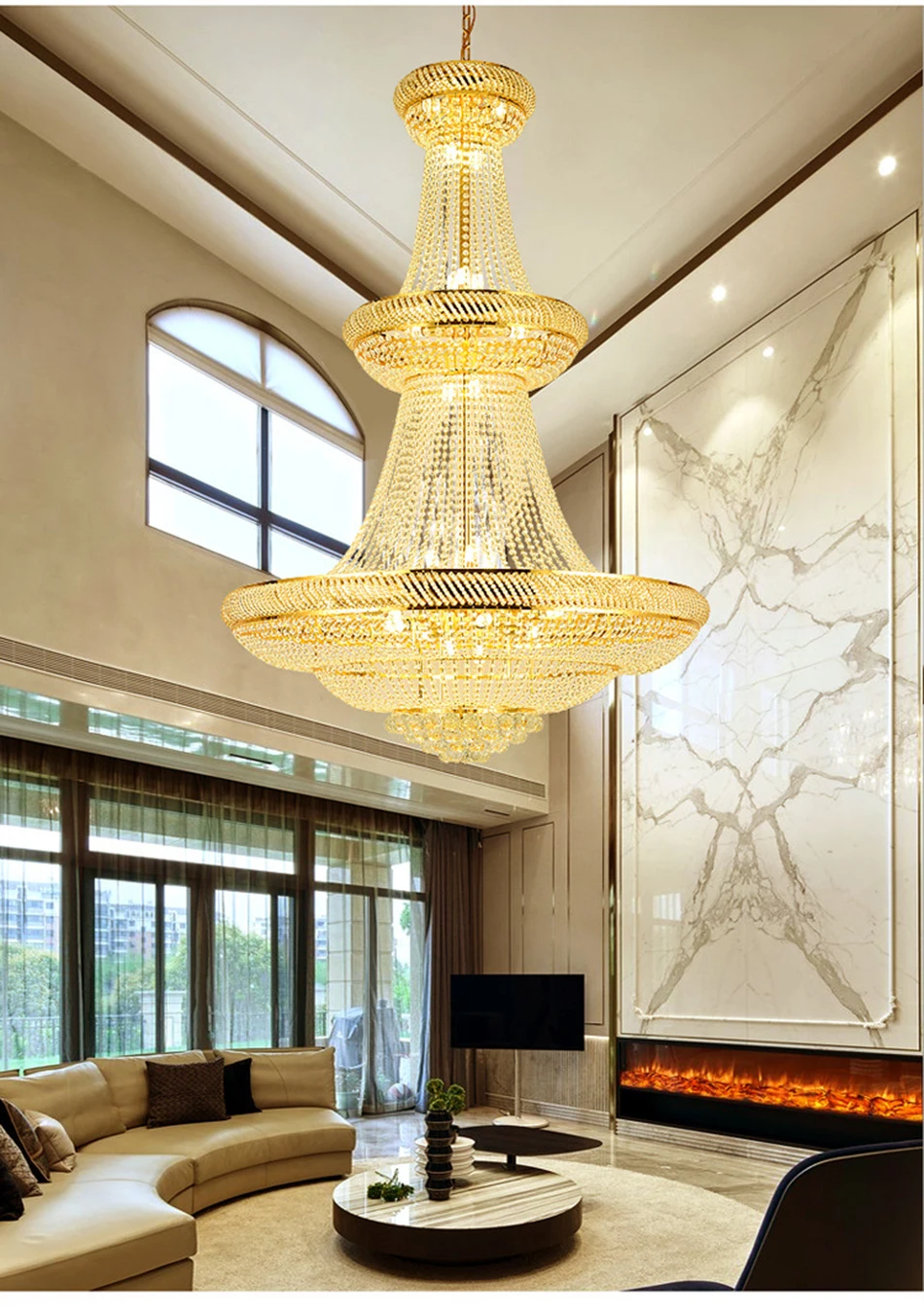 Luxury European-Style Crystal Chandelier for Living Room Hotel Lobby Villa High Ceiling Staircase - Elegant Lighting Fixture