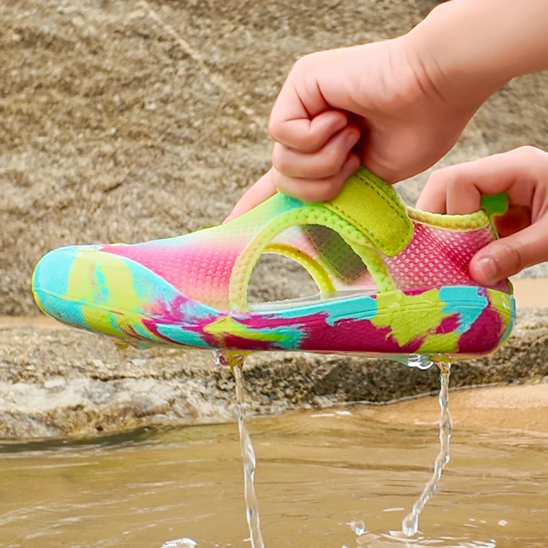 Summer Kids Aqua Shoes Parent Child Vacation Beach Swim Sandals Comfortable Breathable Netcloth Casual Shoes Boys Girls 25-36