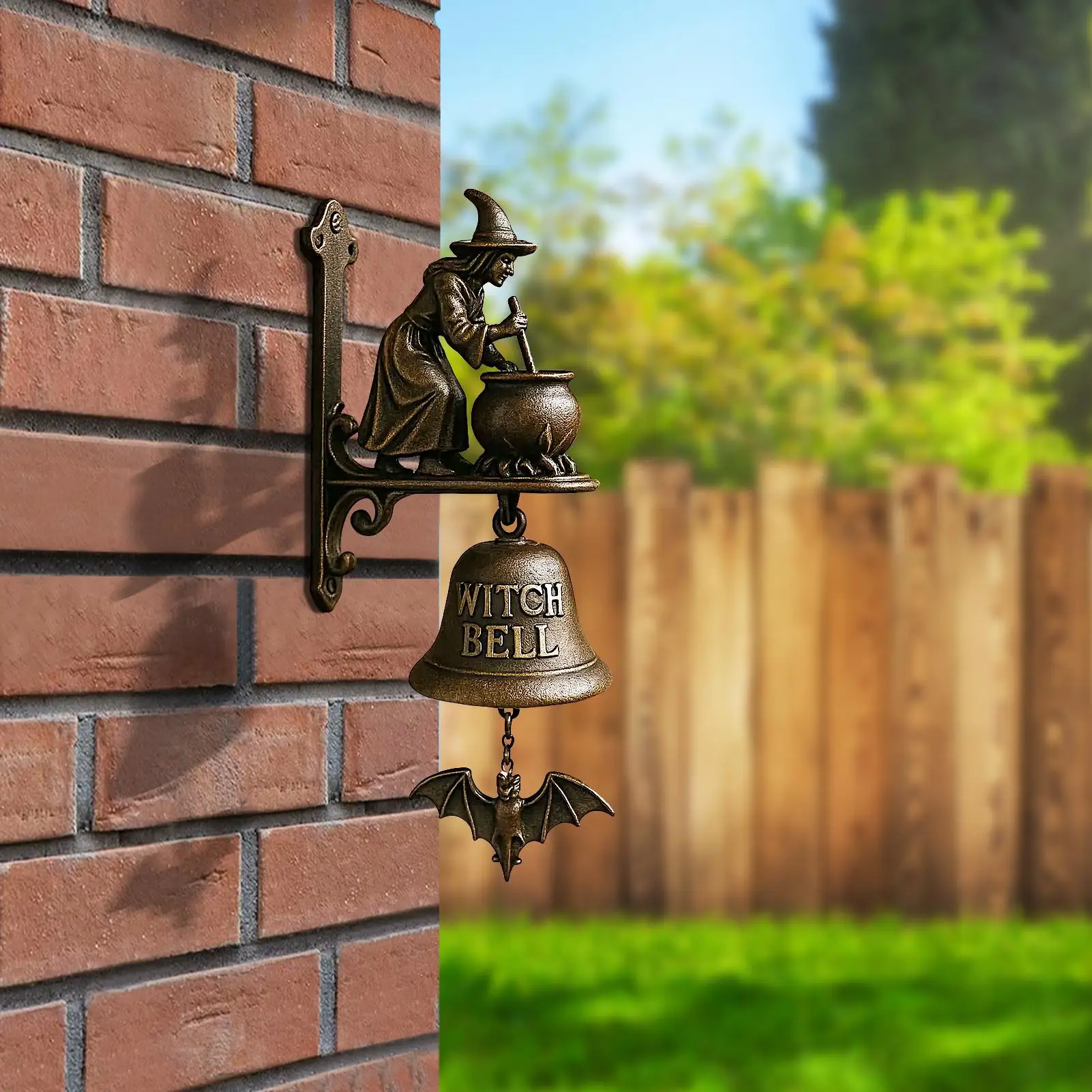 Chime Witch Dachshund Shape Outdoor Retro Farmhouse Door Chime Decorative Dinner Bell Door For Shop Porch Home Garden Cottage view 4