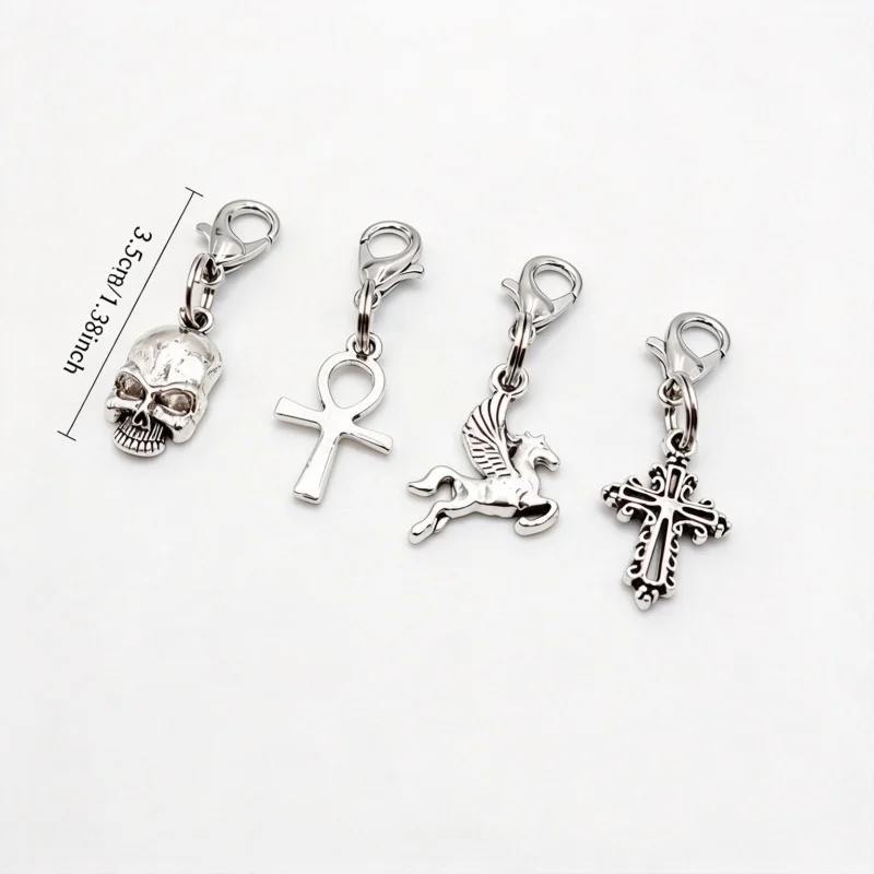 4-piece Gothic-Punk Skull Ten-Character Symbol Flying Horse Shoe Decorations, suitable for daily wear and Halloween parties
