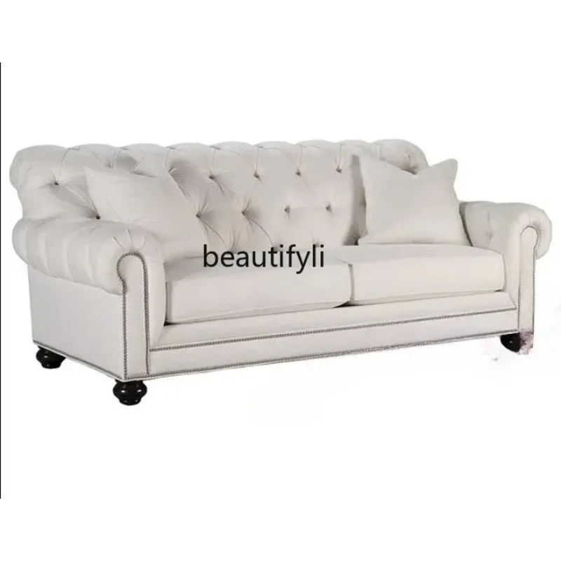 ss8350 American country export fabric linen sofa buckle leisure sofa 1 + 2 + 3 combination sofa