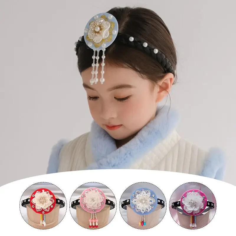 

Traditional Korean Hanbok Headband - Women and Girls Style Hair Accessories for Stage Performance Cultural Celebrations