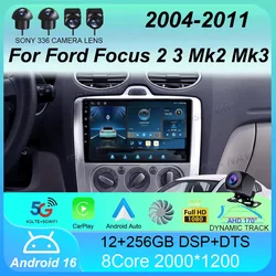 Android16 Car Radio Carplay For Ford Focus 2 3 Mk2 Mk3 2004- 2008 2009 2010 2011 Navigation GPS Multimedia Player WiFi+4G Stereo