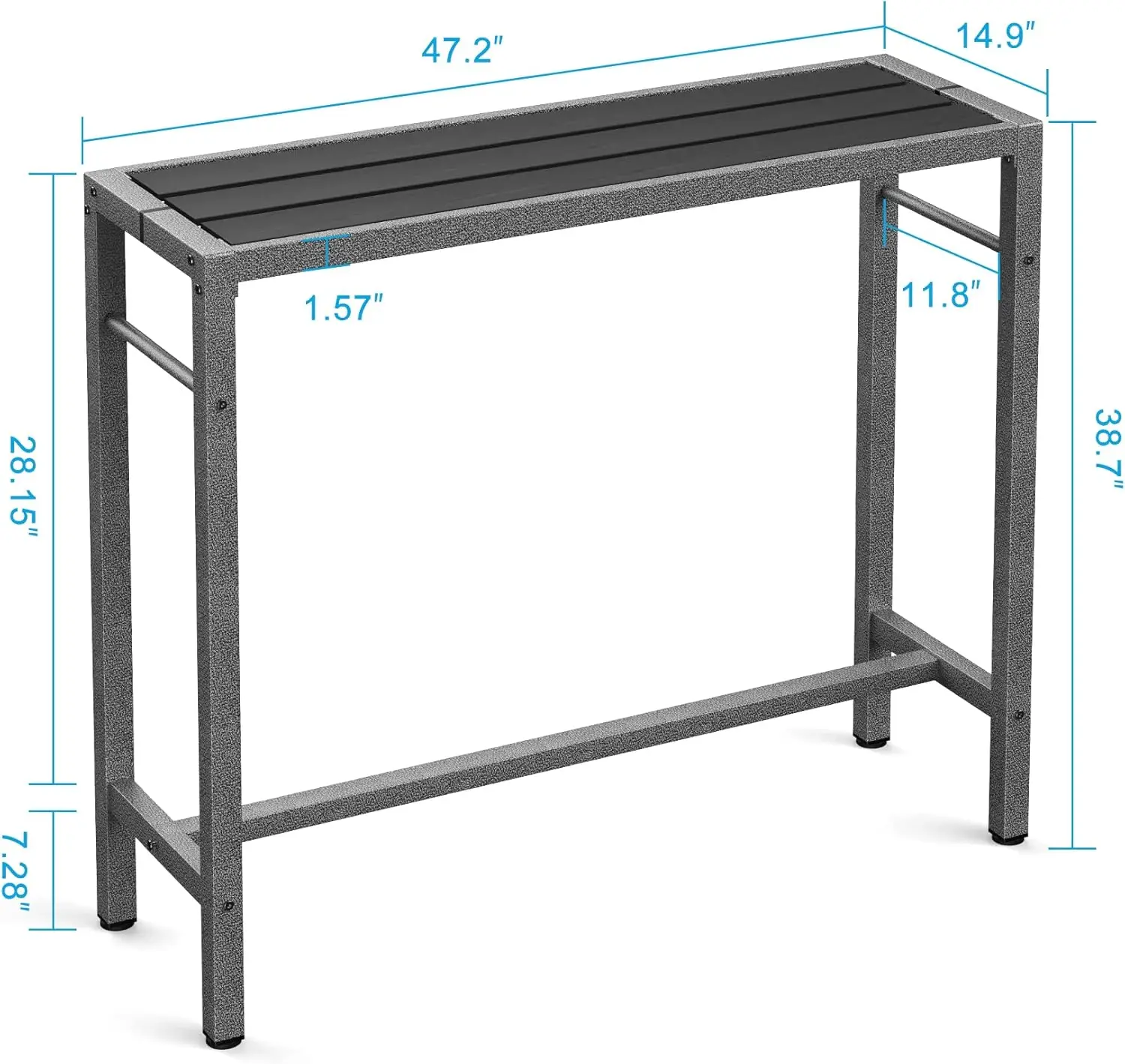 Outdoor Bar Table 47'' Patio Table Pub Height Dining Table with Waterproof Top and Hammer Finish Stand for Hot Tub