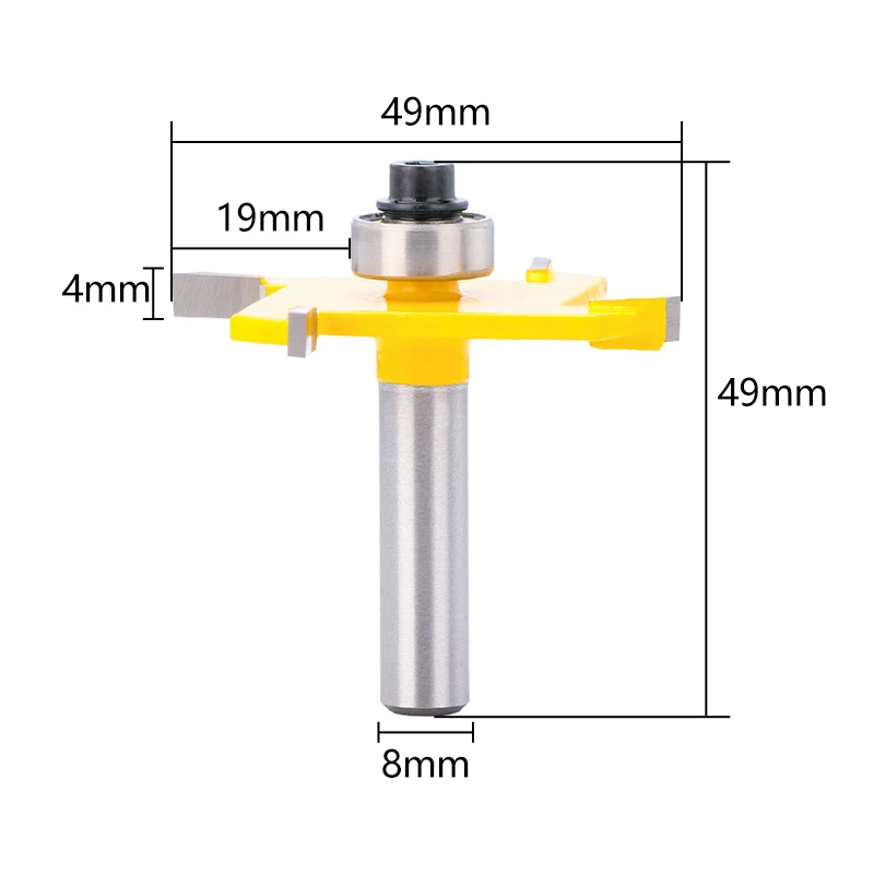 8MM Shank 4 Flute T-Sloting Router Bit for Woodworking Tools Wood Industrial Grade Milling Cutter Router Bit