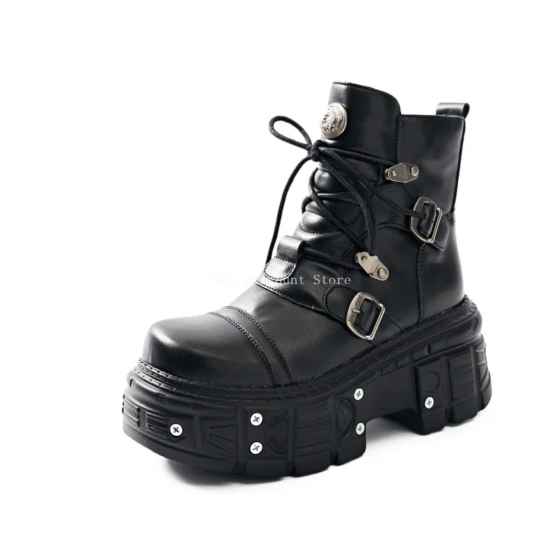 Damen Herbst Stiefeletten, Bottes Femmes, Stiefel 2025, Frau, Botines De Mujer Gothic Stiefel Dicke Basis Höhe Erhöhen