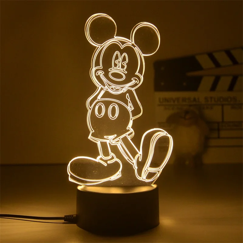 Disney Mickey lampka nocna Minnie 3D ciepłe lampa o świetle białym biurko kreatywne ozdoby pamiątkowe zabawki dla dzieci prezent urodzinowy dla