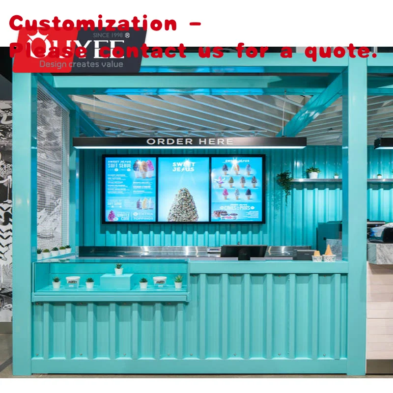 

custom.Unique Coffee Shop Interior Designed Useful Display Cabinet Kiosk in Shopping Mall