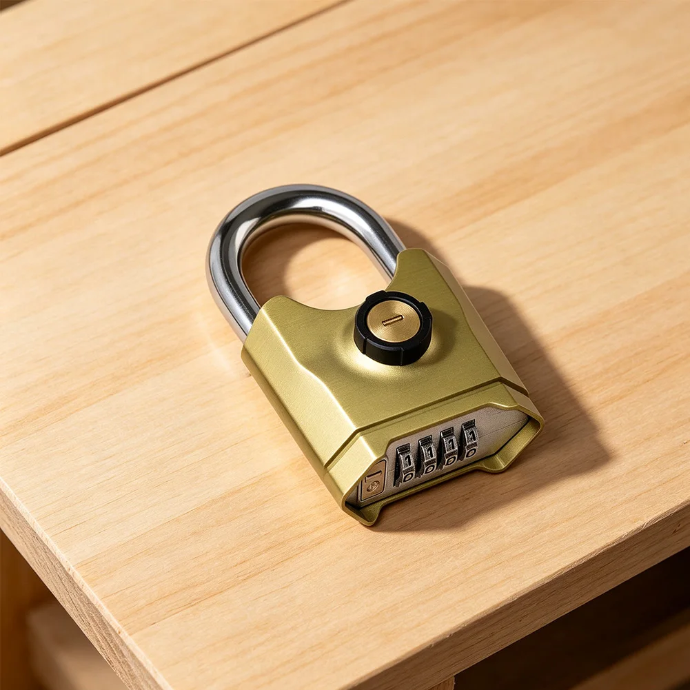 Resettable 4-Digit Weatherproof Padlock Zinc Alloy Body with Smooth Dials for Low Light Operation and Durability