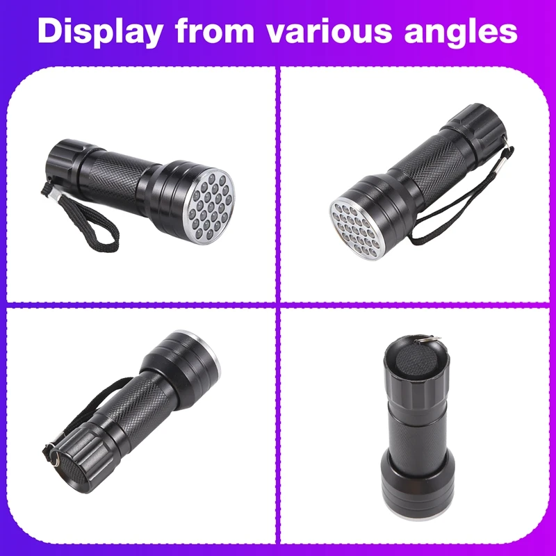 UV Black Light Flashlight 21 LED Flashlight Detector For Dog Pet Urine Handheld UV Black Light Torch For Stains