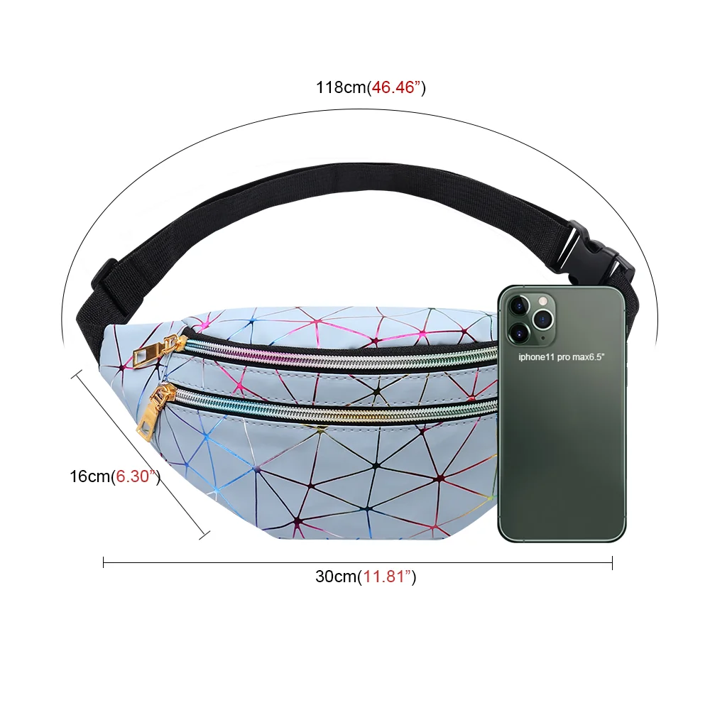 Holographic Design Waist Pack Bags for Women Glitter Fanny Pack Waterproof Belt Bag Fashion Laser Waist Pack Phone Pouch