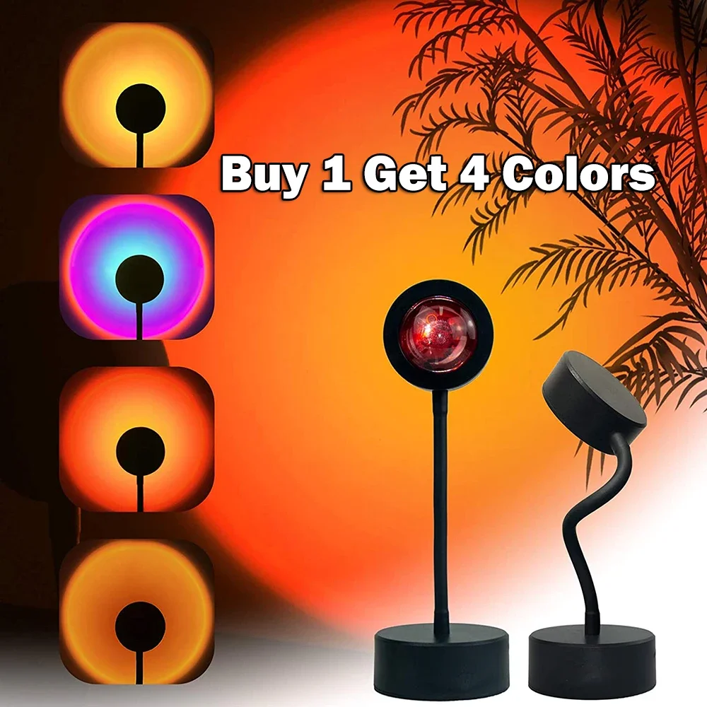 USB LED Sunset Lamp Atmosphere Night Light Projector Photography Wall Ambience Lamp Festival Gift Light Bedroom Decoration Lamp