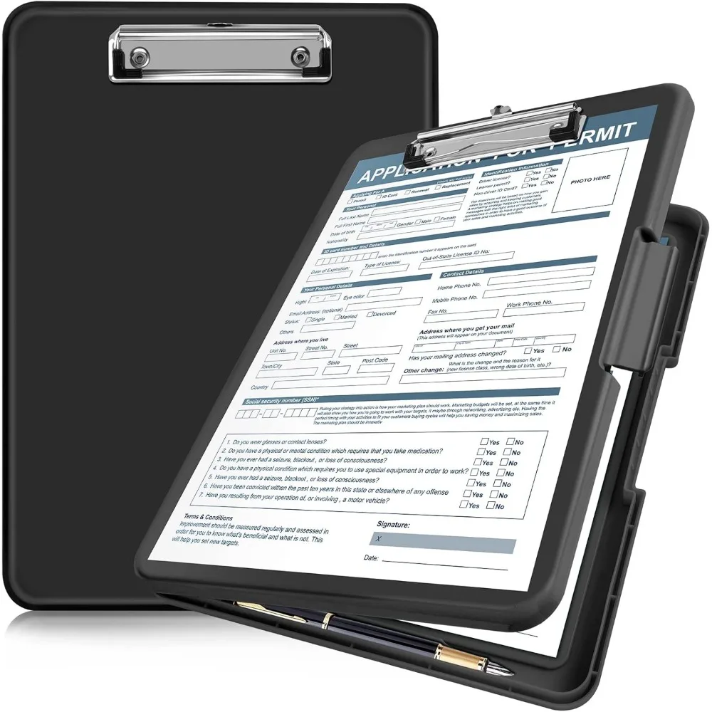 

Clipboard with Storage 13x9.6in, High Capacity Storage Clipboard, Side Opening Plastic Clip Board, Nursing Clipboards Foldable,