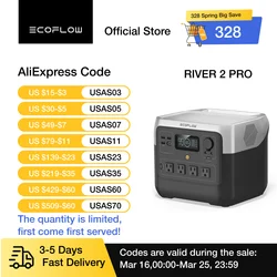 ECOFLOW Portable Power Station RIVER 2 Pro, 768Wh LiFePO4 Battery, 70 Min Fast Charging, 4X800W (X-Boost 1600W) AC Outlets