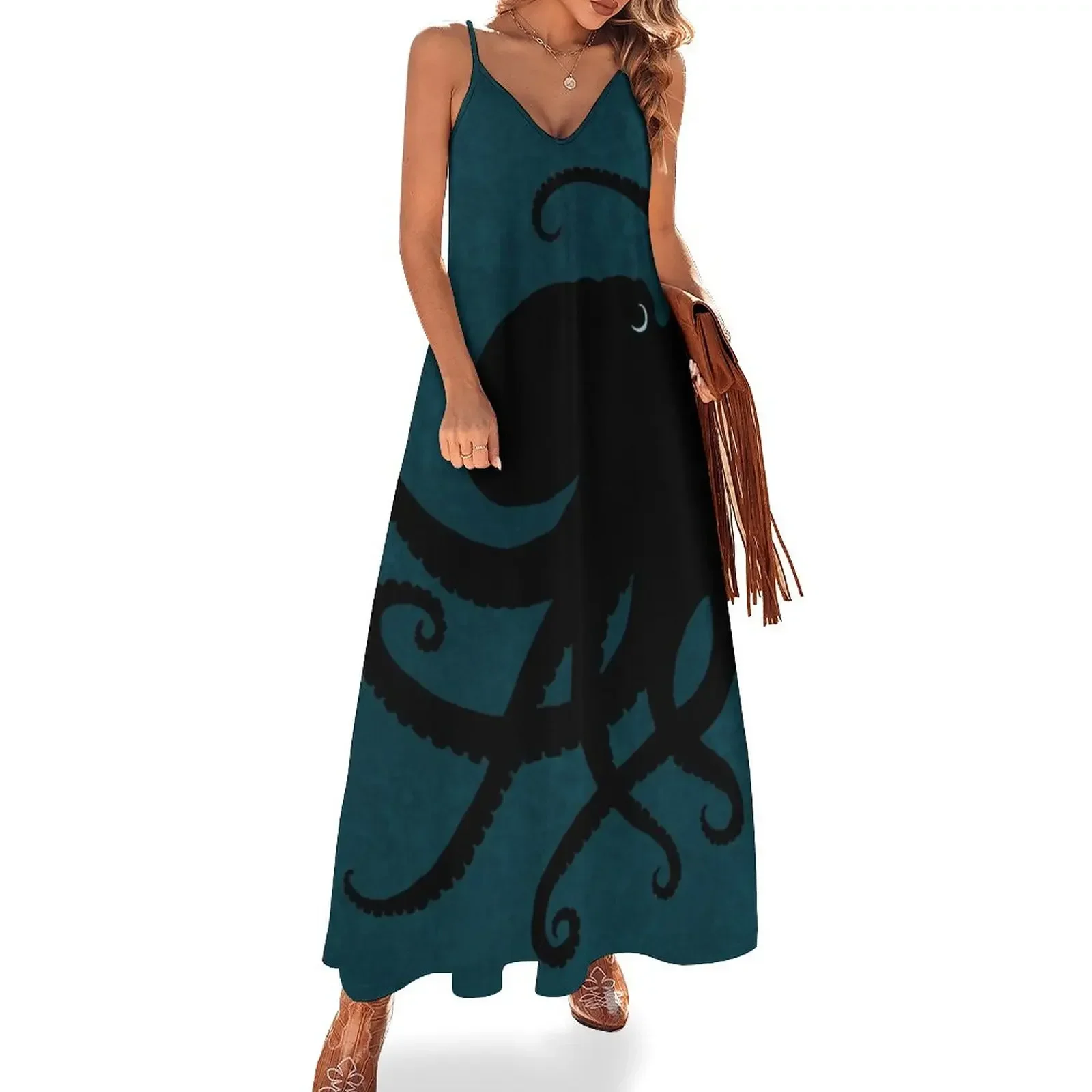 Octopus Silhouette, by Amber Marine ? 2015 Sleeveless Dress clothes summer dresses womens 2024 Dress