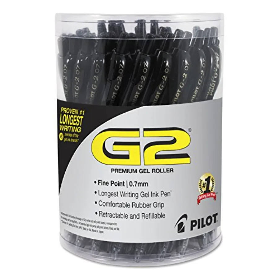 

G2 Premium Gel Roller Pen Retractable and Refillable Fine Point 0.7 mm Black Ink 36 Count