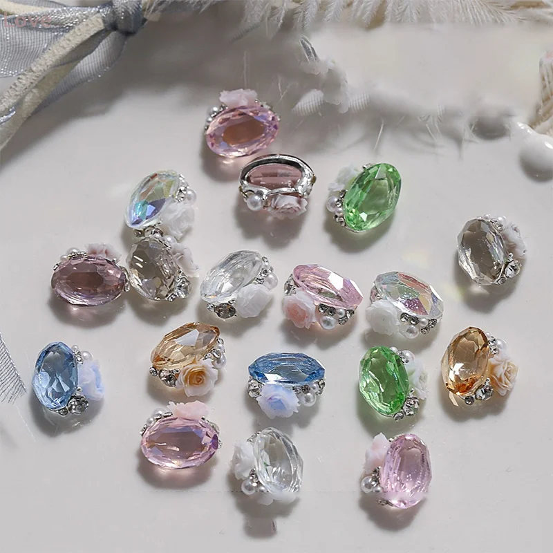 [L & P] 5 uds. Taladro cúbico para decoración de uñas, taladro de joyería, huevo de Paloma de cristal de hielo, decoración artística de uñas multifacética, accesorios de herramientas Diy