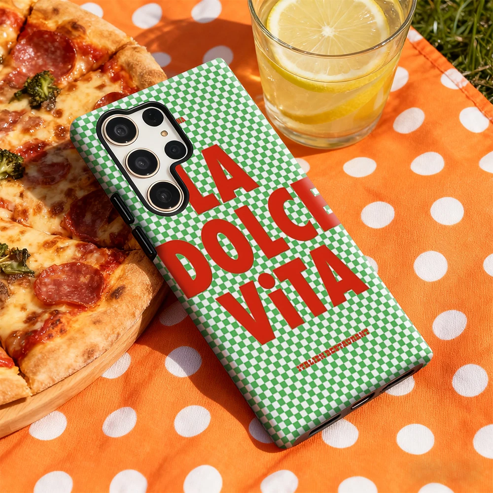 حافظة لهاتف سامسونج جالاكسي S25 Ultra S24 S23 Ultra Plus غطاء خلفي لامع بطبقة مزدوجة من La Dolce Vita